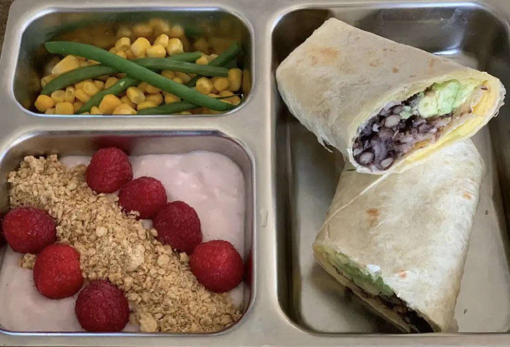 next, plant-based school lunch ideas 2, burrito!