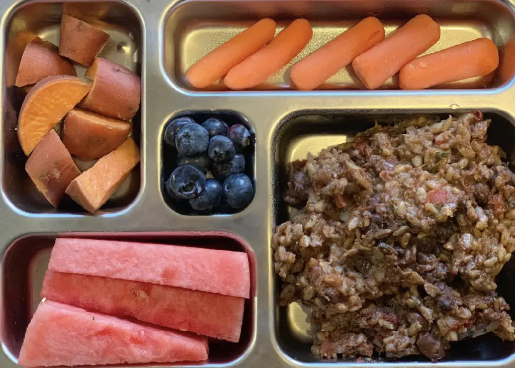 plant-based school lunch idea 13, leftover beans and rice