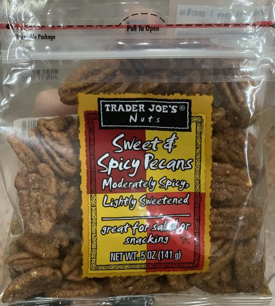 The best Trader Joe's vegan food: sweet and spicy pecans.
