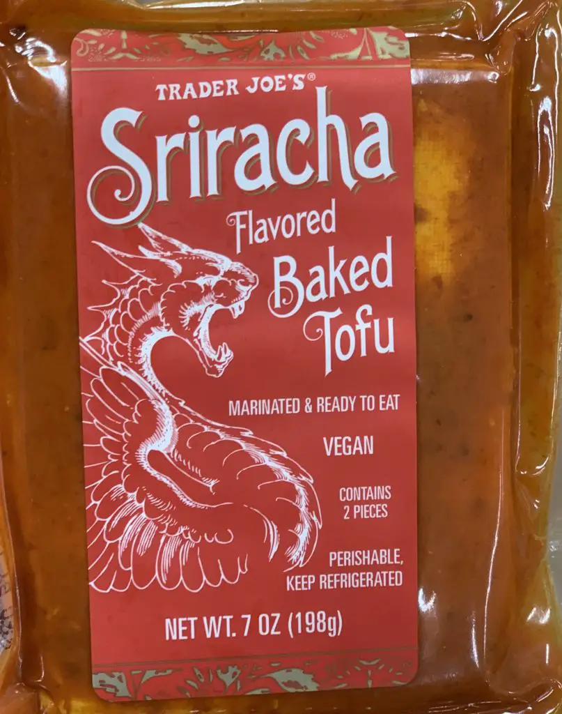Trader Joe's vegan sriracha tofu, definitely some of the Best Trader Joe's Vegan Food.