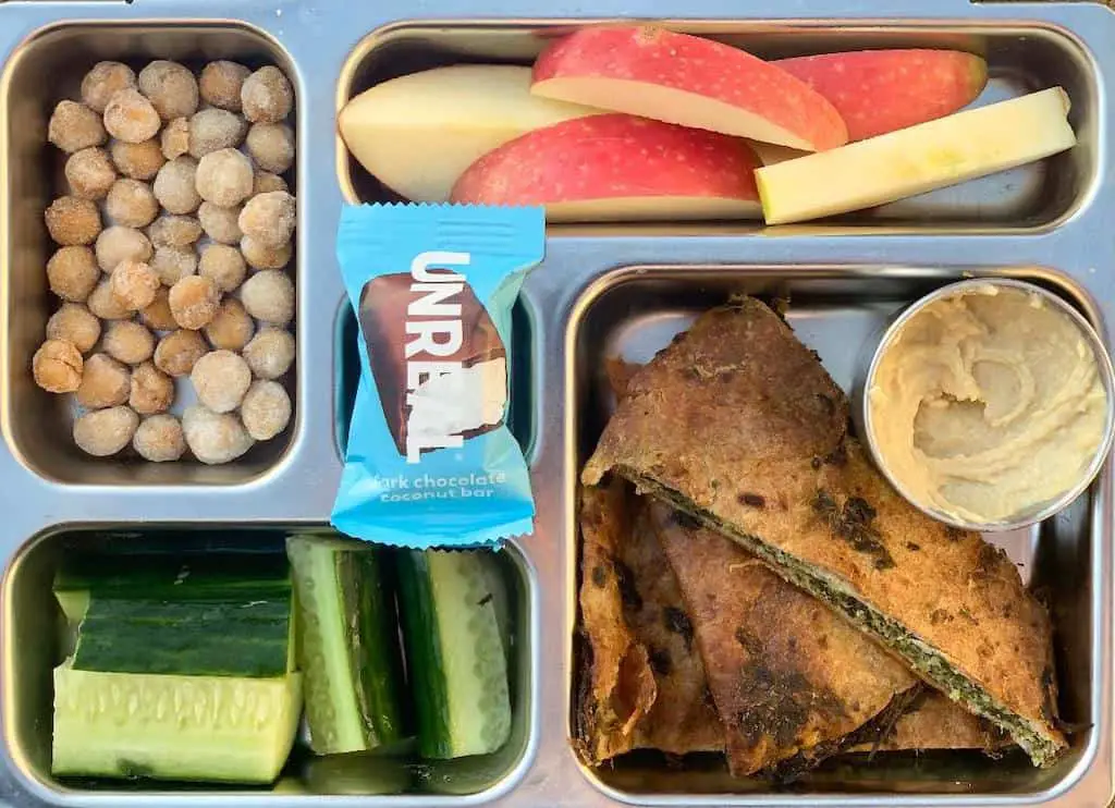 school lunch idea 5, stuffed flatbread with hummus