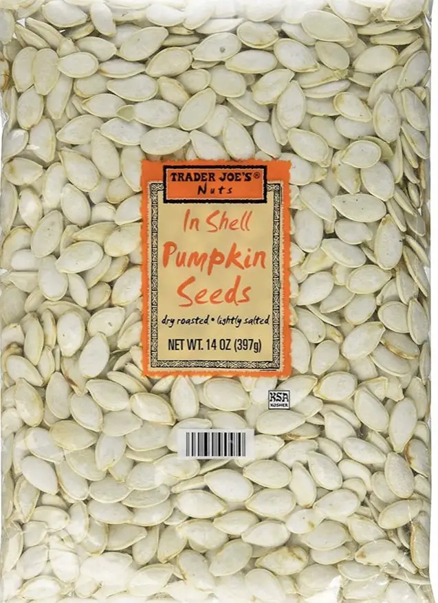 Trader Joe's pumpkin seeds, one of the best high protein vegan snacks