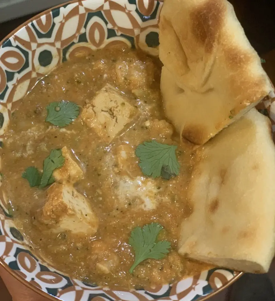 Vegan butter chicken with tofu.