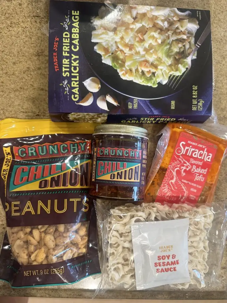 Ingredients for chili onion cabbage noodles.