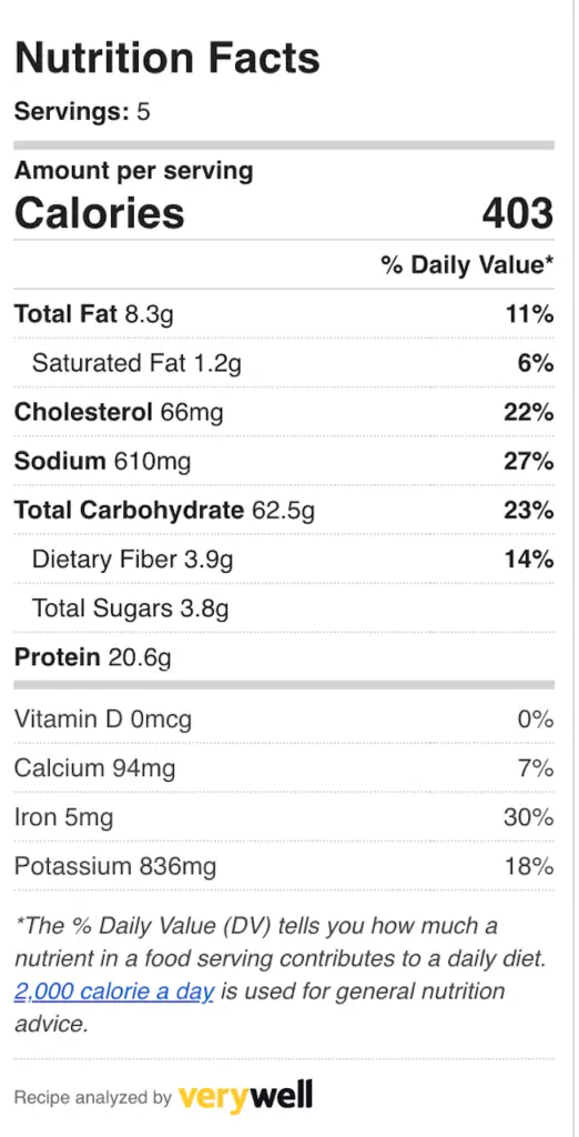 green vegan pasta primavera nutritional facts