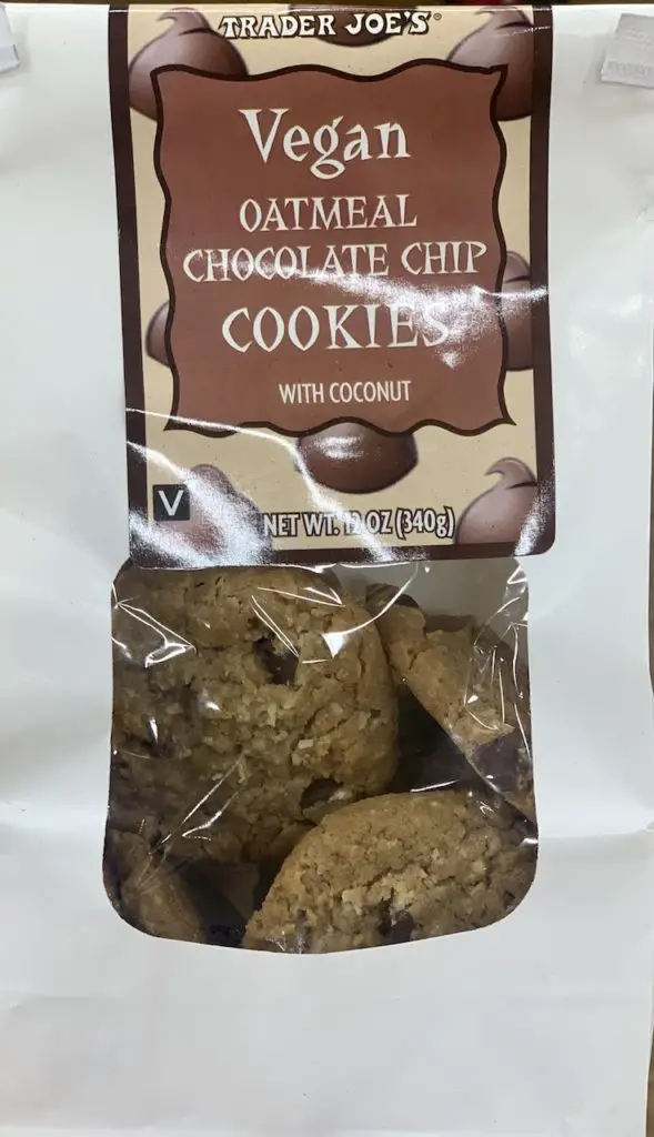 Oatmeal chocolate chip cookies! Definitely  some of the best Trader Joe's vegan food.