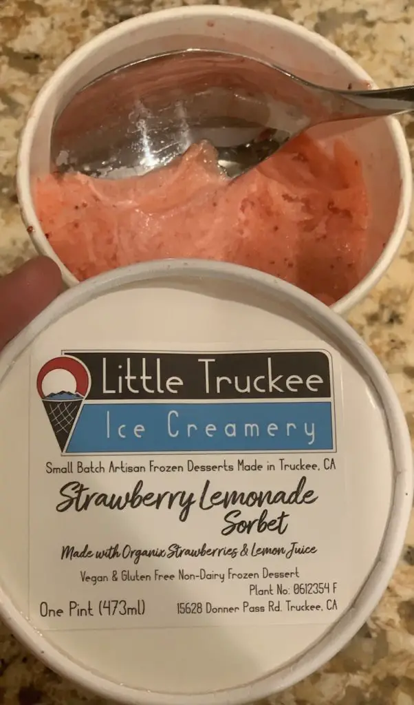 Sorbet at Little Truckee Ice Creamery, some of the best vegan food in Truckee