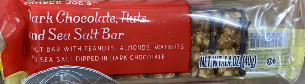 Chocolate and nut bar, on of the best Trader Joe's vegan desserts.