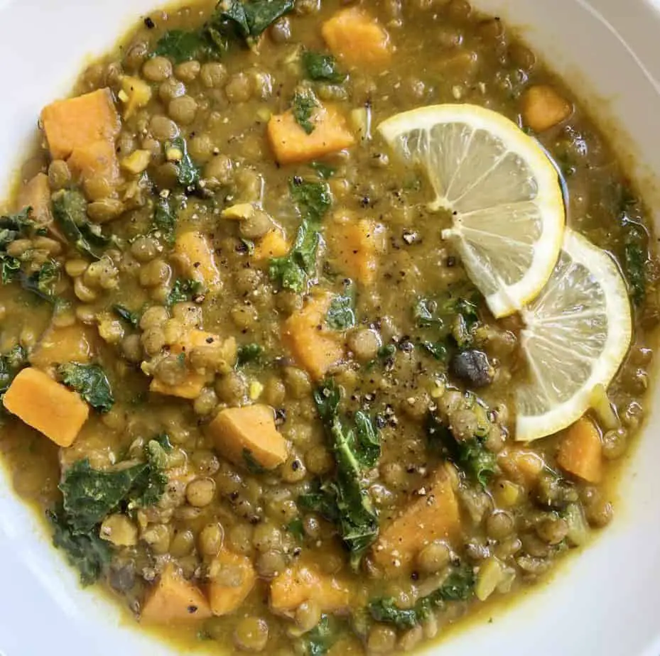 Superfood soup with lentils, sweet potato, kale, and more.
