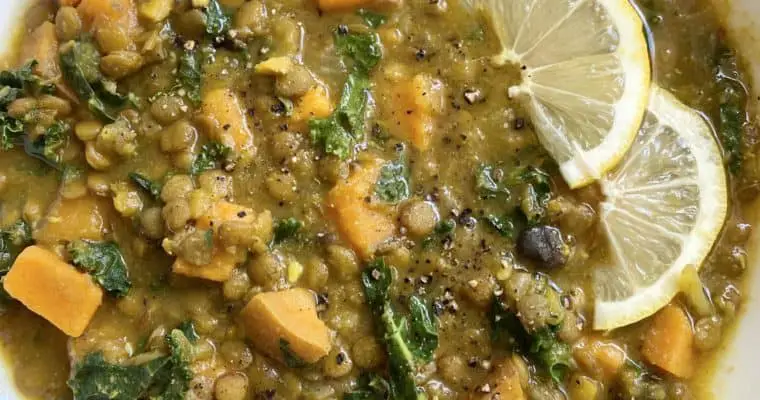 Superfood Soup (w/ lentil, sweet potato, greens)