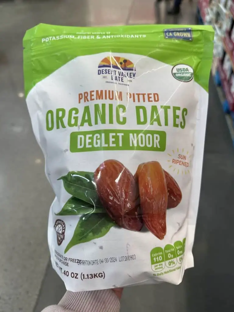 Bag of organic dried dates.