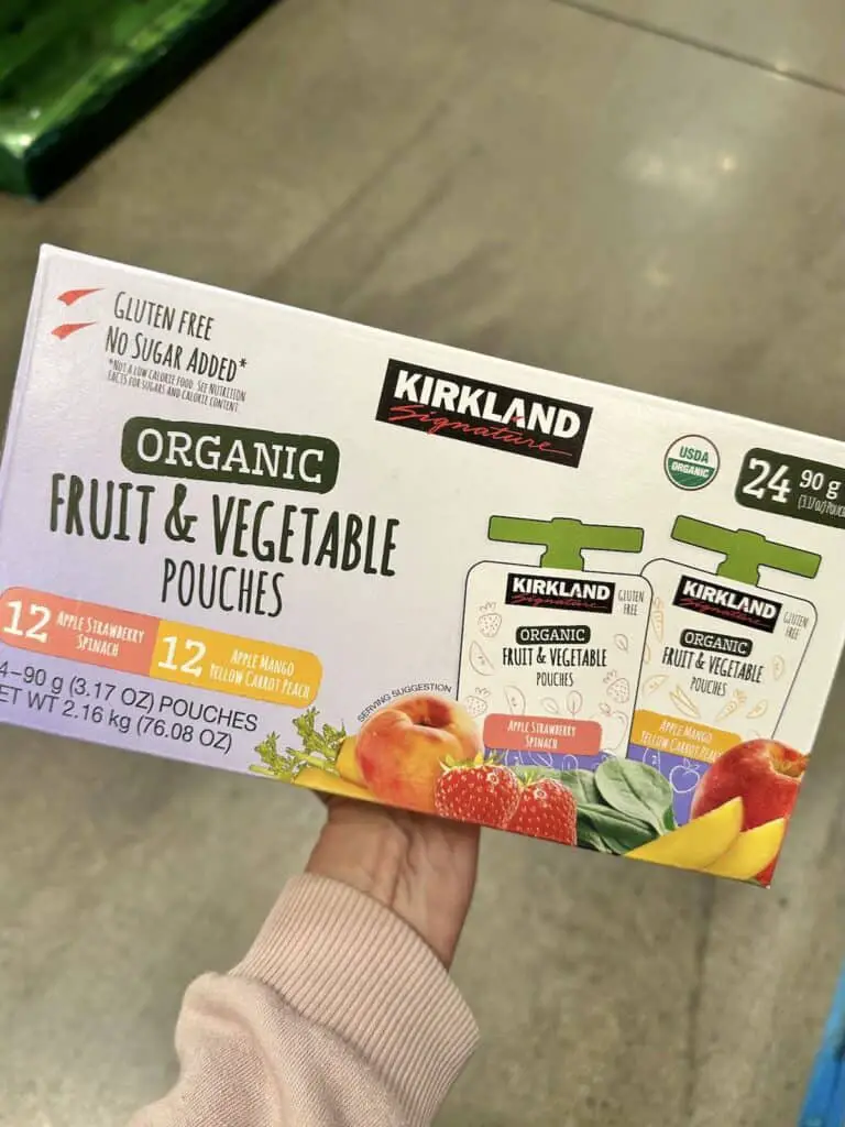 Kirkland brand fruit and veggie pouches.