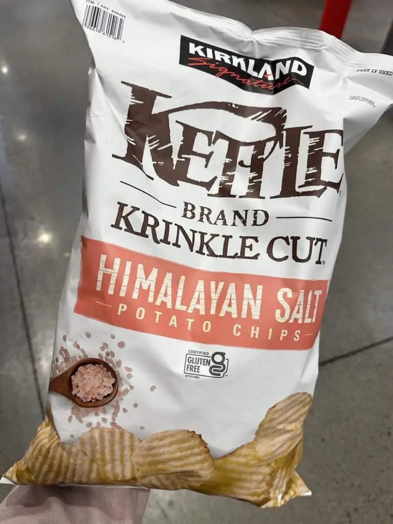 Kettle Brand Krinkle Cut Himalayan Salt potato chips bulk bag.