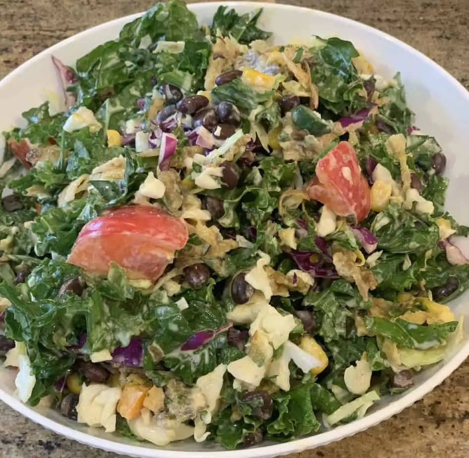 Mexican Cobb Salad in white bowl.
