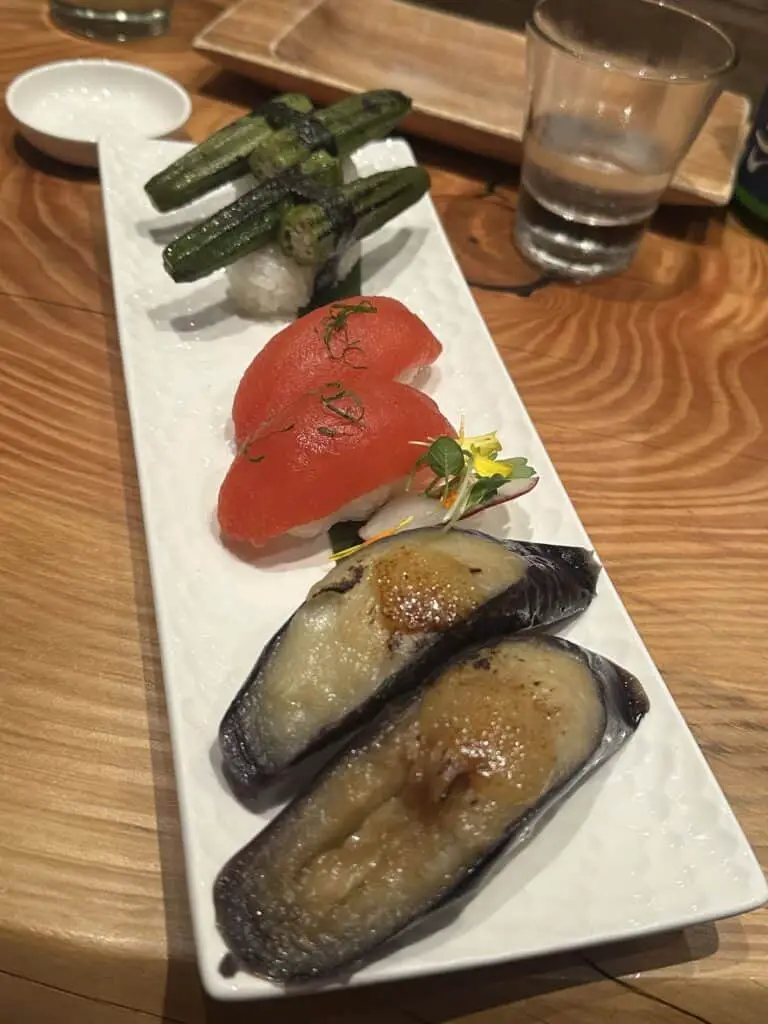 Vegan nigiri assortment at Tane in Berkeley.