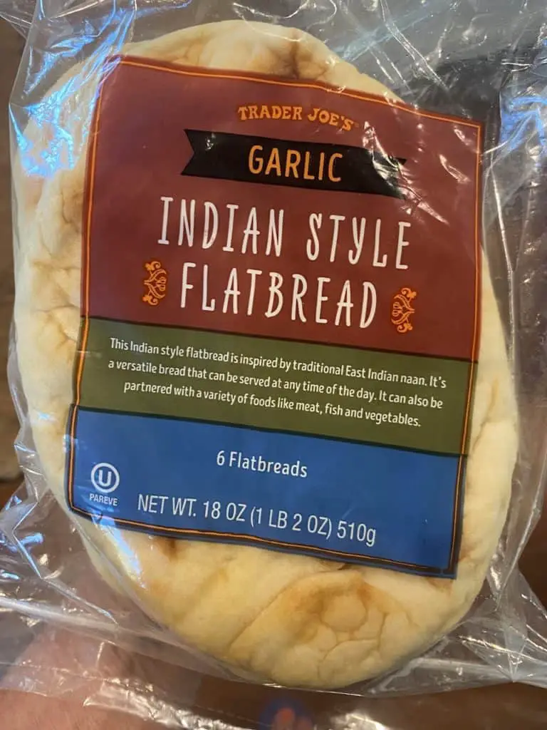 Trader Joe's naan bread package.