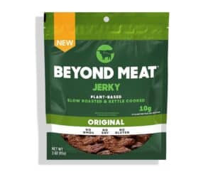 Beyond Meat Jerky in green package.