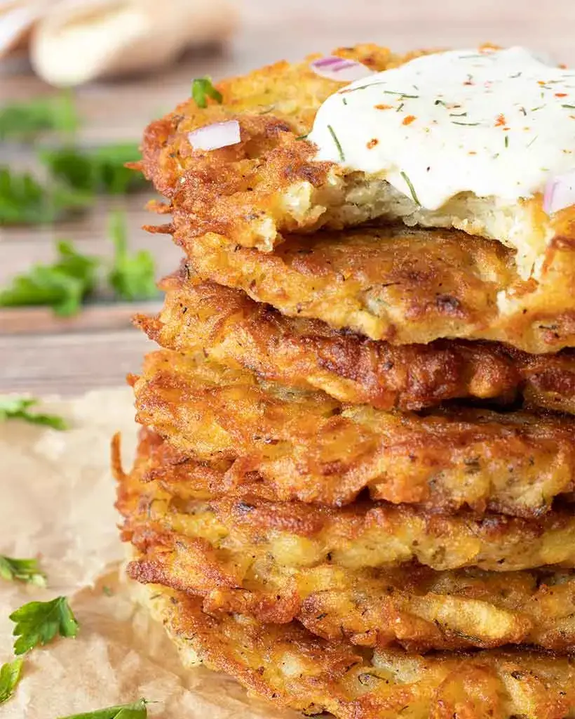 vegan potato latkes, one of the easy vegan finger foods