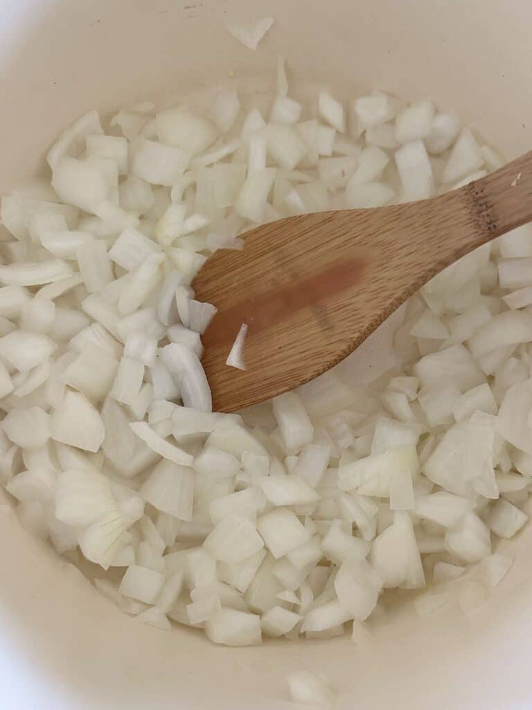 Sauteeing onions.