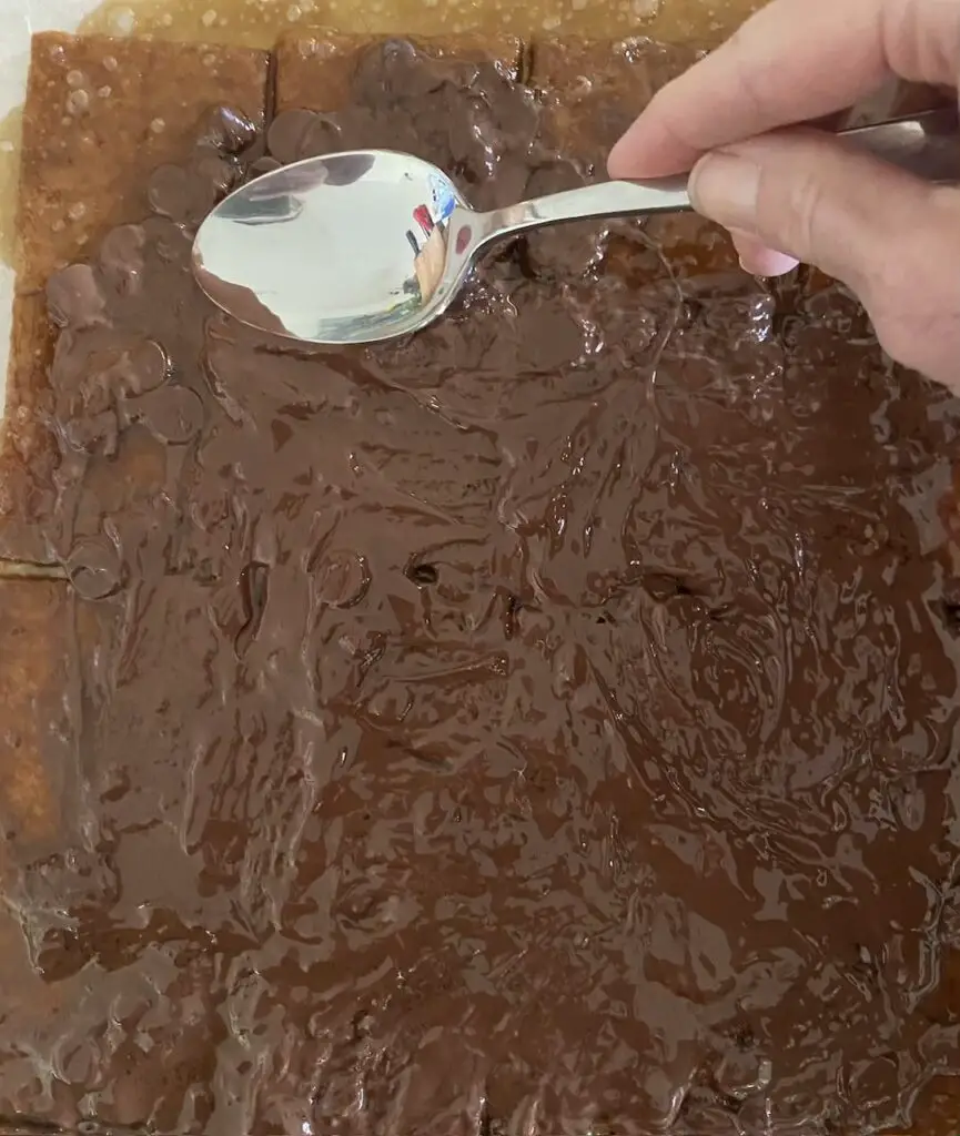 melt chocolate over toffee