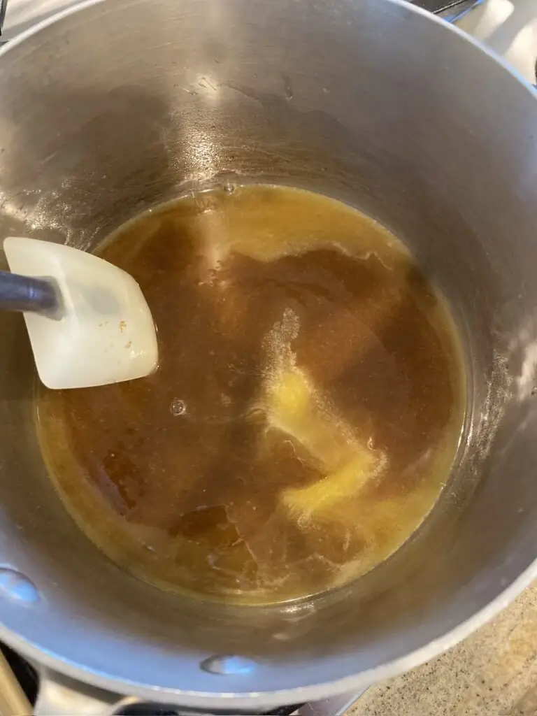 melt sugar and stir until combined