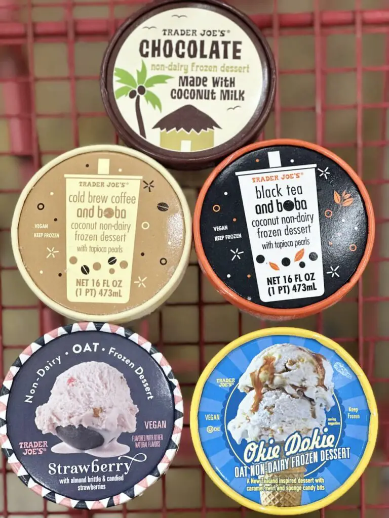 Assortment of the 5 current dairy free ice cream flavors.