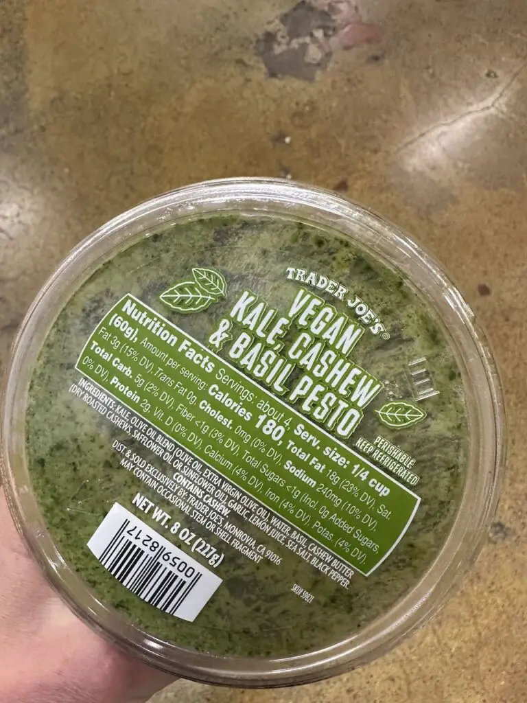 Trader Joe's vegan kale, cashew, and basil pesto.