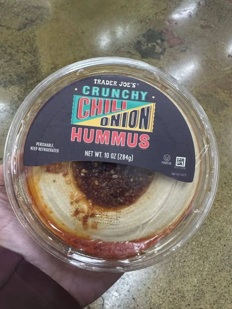 Chili onion hummus, new at Trader Joe's.