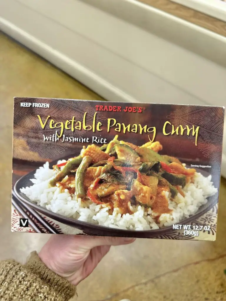The Vegetable Panang Curry package, one of the best Trader Joe's vegan frozen meals.