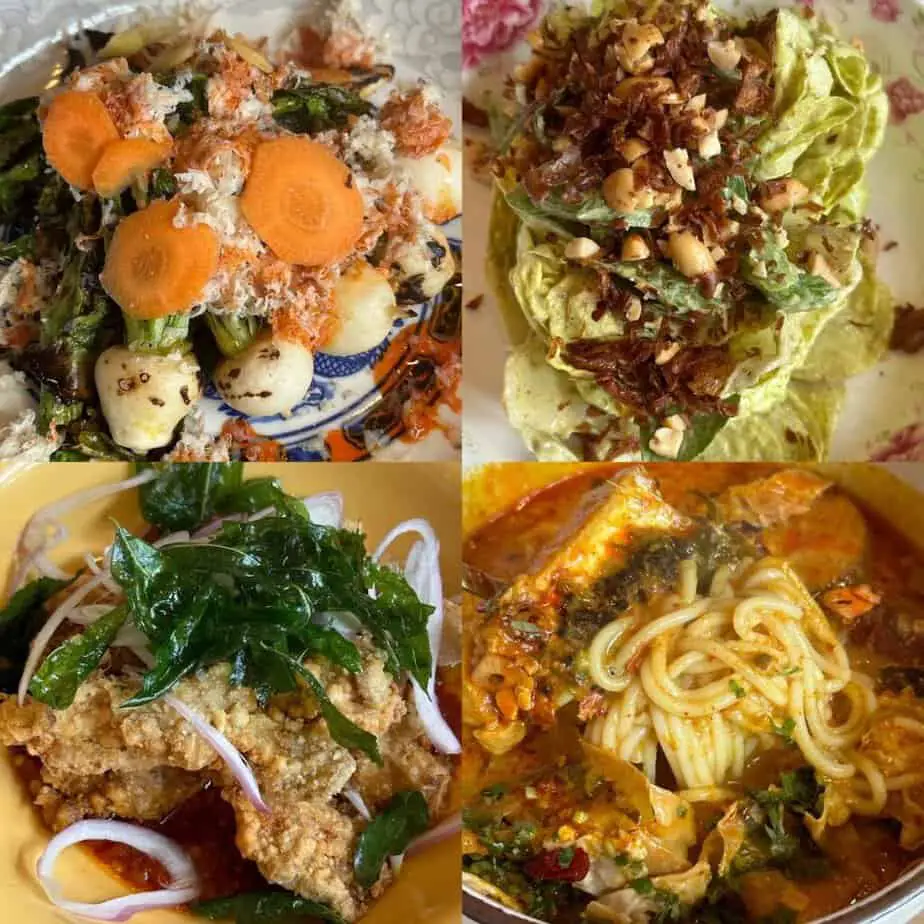 Collage of the top vegan dishes at Lion Dance Cafe.