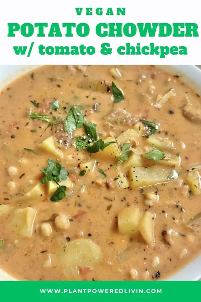 Pin for vegan potato chowder without corn.