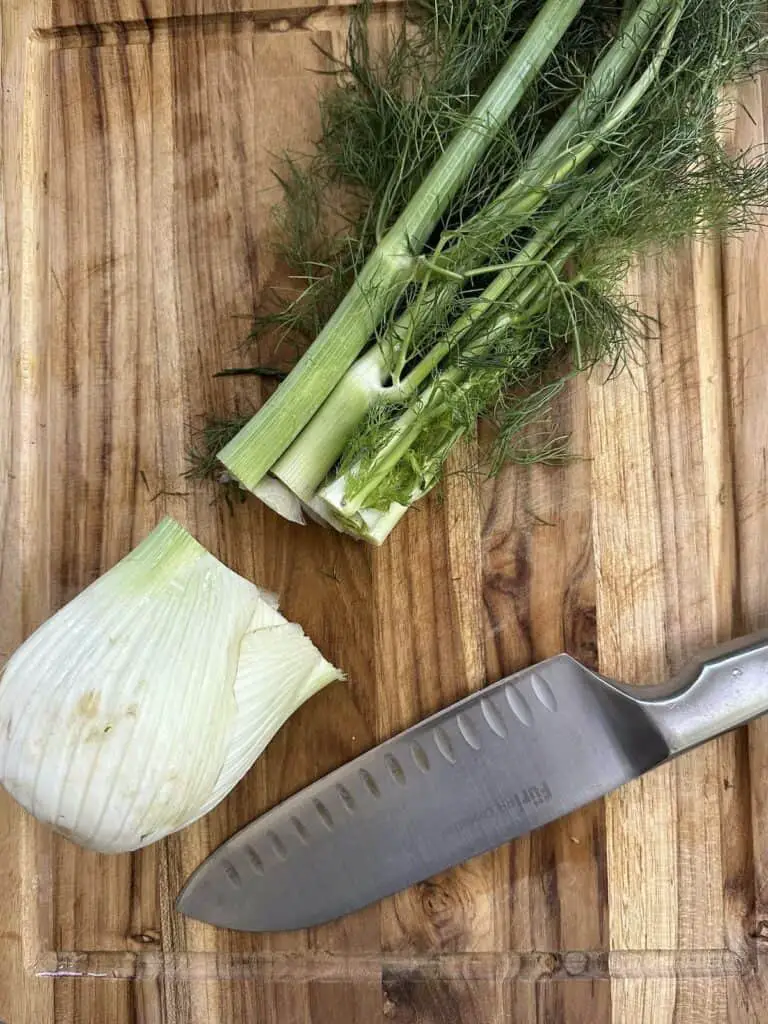 Fennel bulb cut off from stems.