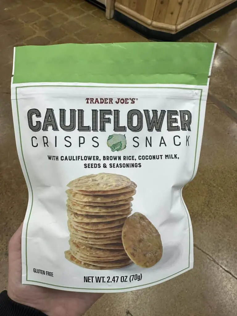 Bag of cauliflower crisps.