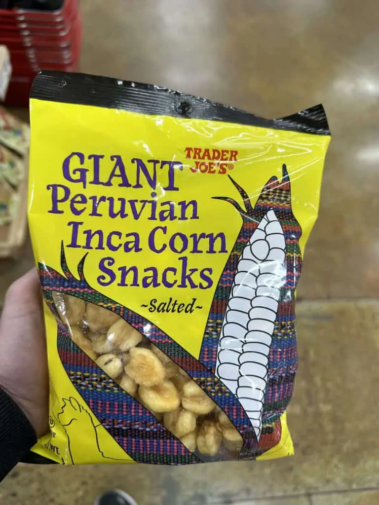 Bag of Peruvian Inca Corn Snacks, one of the crunchiest Trader Joe's vegan snacks.