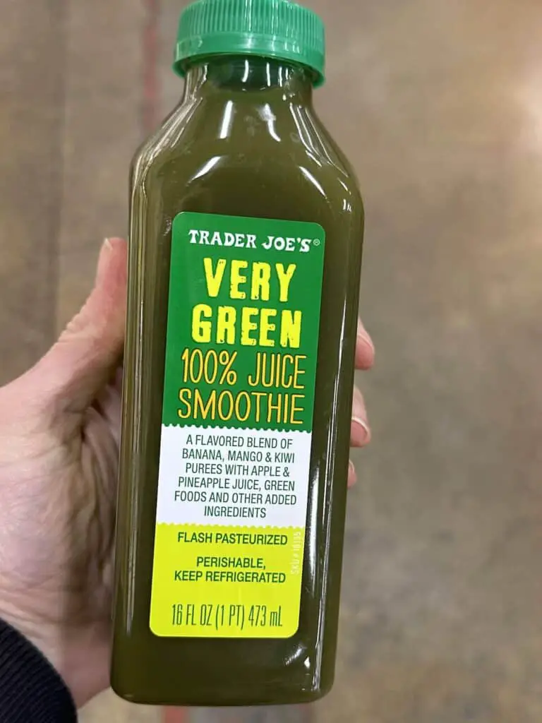 Bottle of very green smoothie.