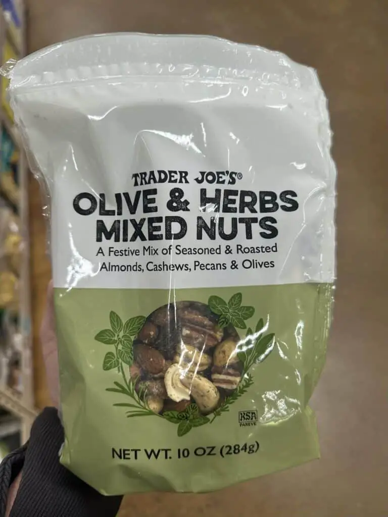 Bag of olive and herbs mixed nuts.