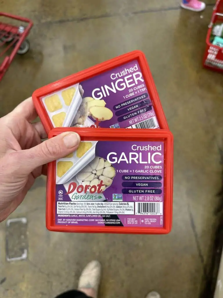 Frozen garlic and frozen ginger at Trader Joe's.