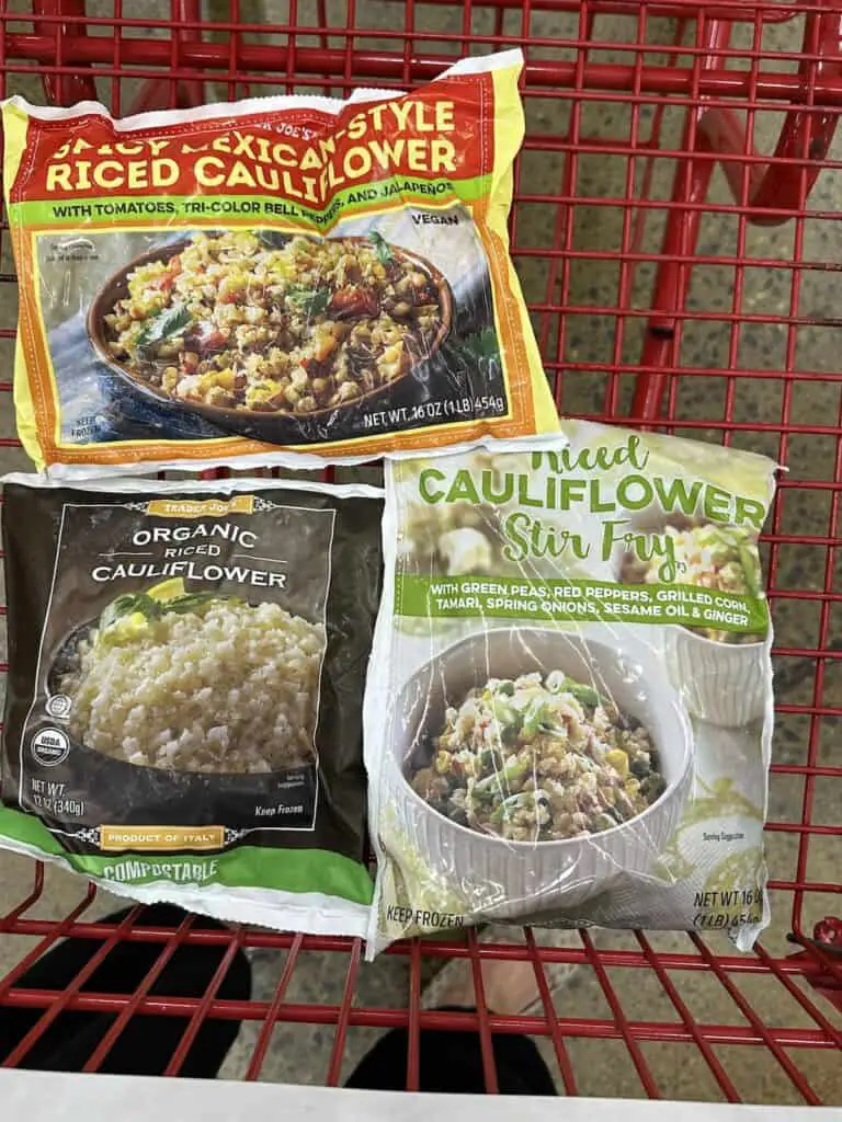 Assortment of riced cauliflower from. Trader Joe's.