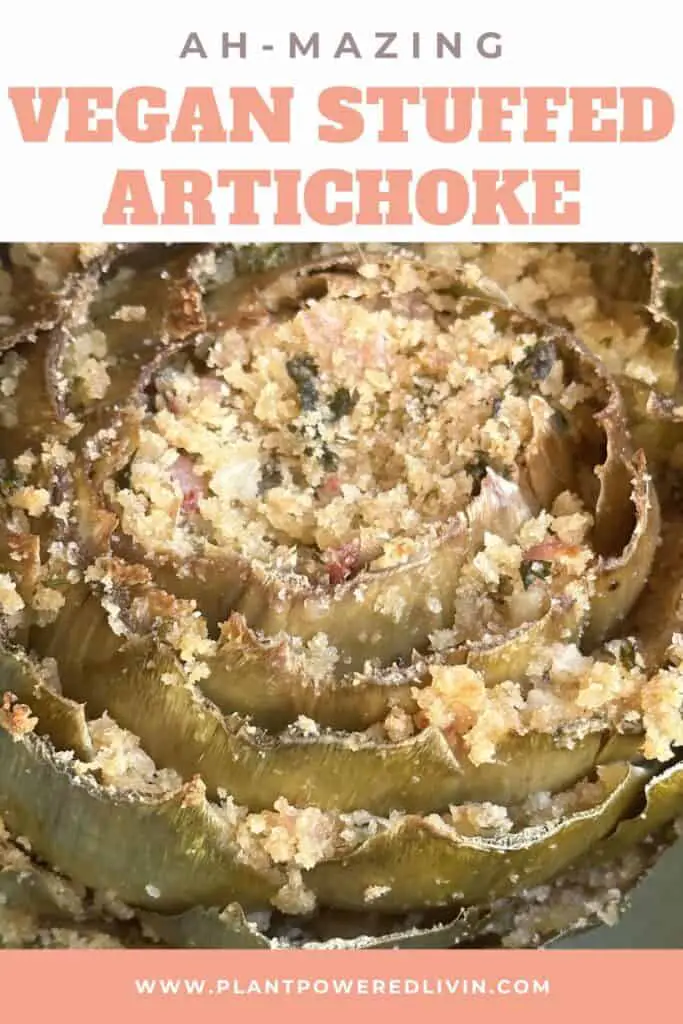 Pin for vegan stuffed artichokes.