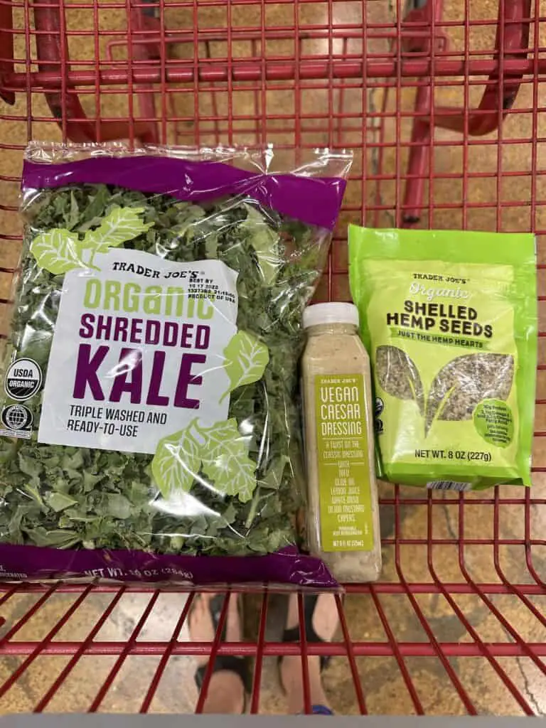 Ingredients for Kale Caesar Salad in shopping cart.