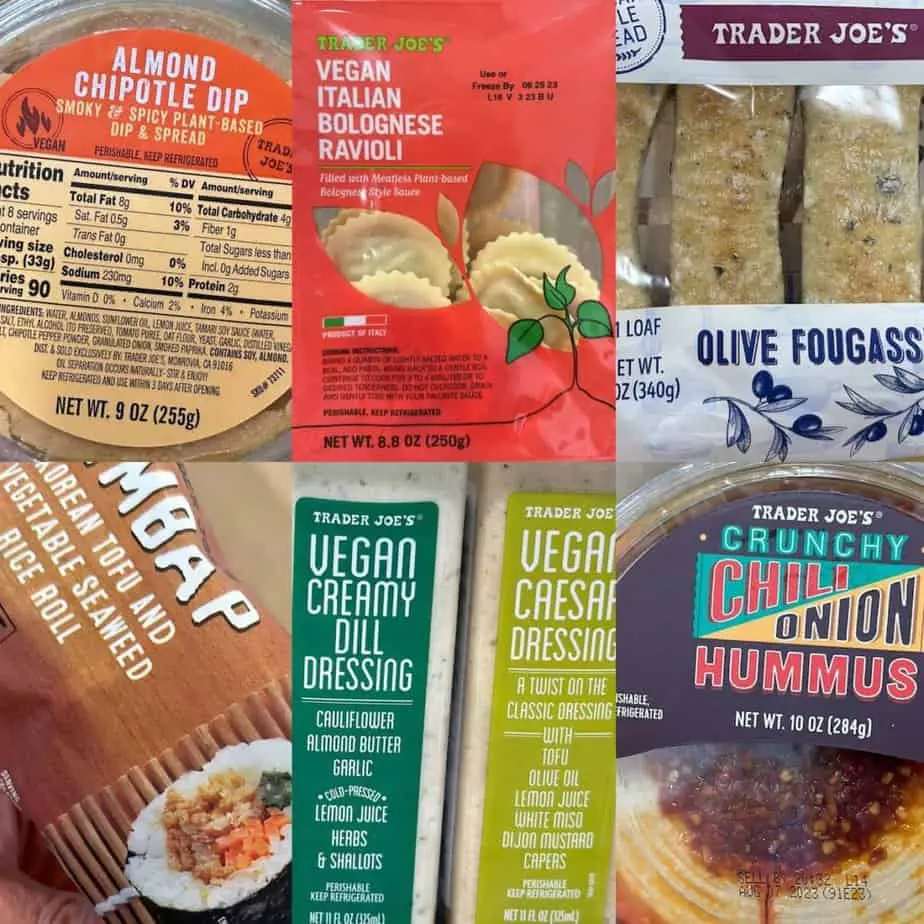 Collage of some of the best Trader Joe's vegan items!