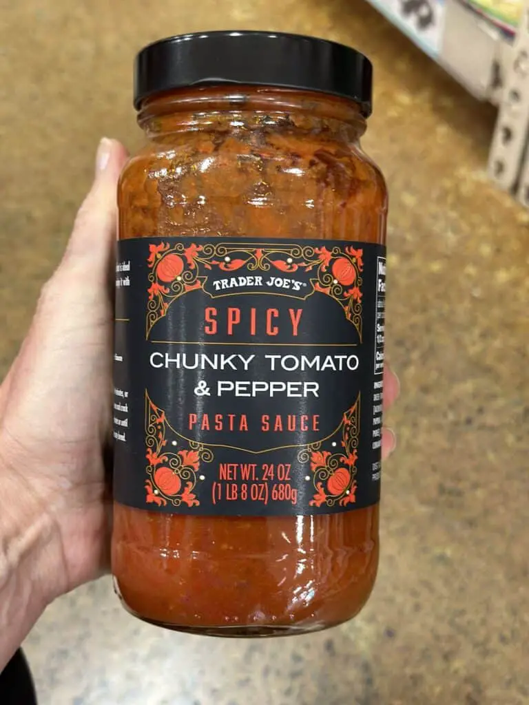 Trader Joe's spicy tomato and pepper sauce, aka shakshuka sauce.