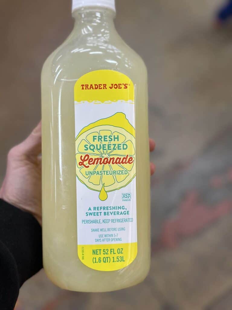 Bottle of fresh squeezed lemonade.