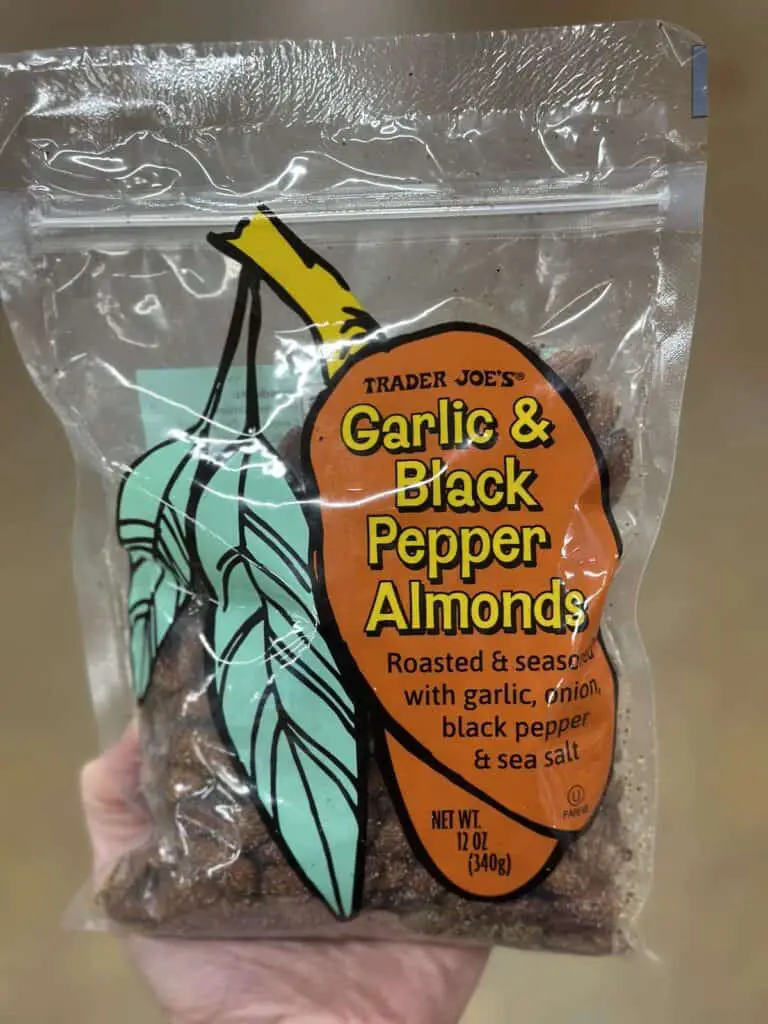Bag of garlic and black pepper almonds.