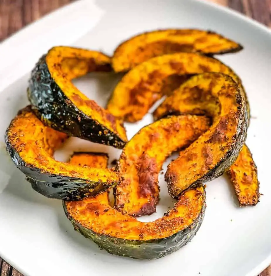 Air fryer squash plated.