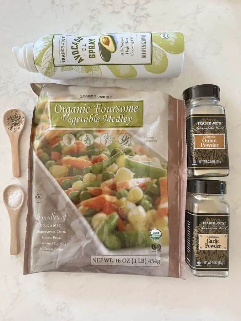 Ingredients for air fryer frozen vegetables.