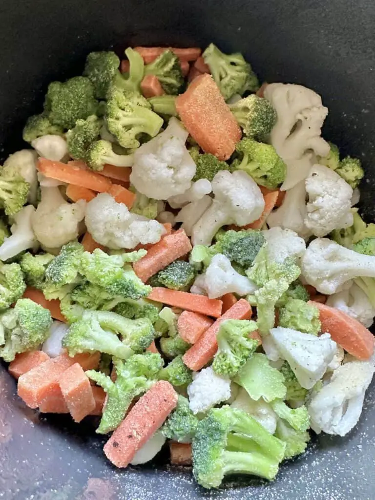 Frozen cruciferous vegetables in air fryer.