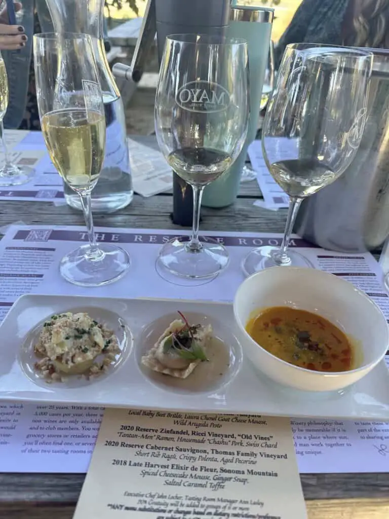 White vegan food and wine pairings at Mayo Family reserve.