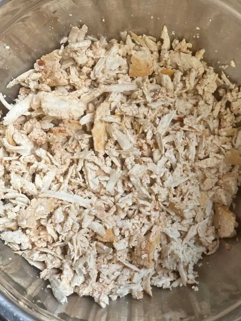 Grated tofu in bowl.