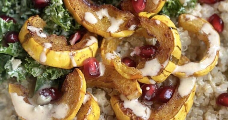 Delicata Squash Bowl w/ Quinoa, Kale, & Pomegranate